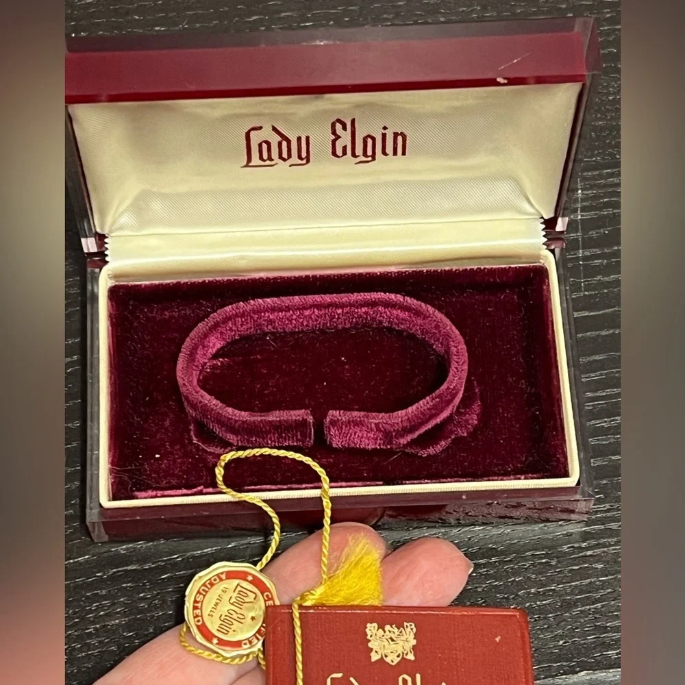 Vintage Lady Elgin Watch Box Only Velvet Lined Jewelry Watch Box - Picture 1 of 15